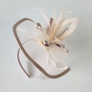 Tea party fascinator available in grey and champagne colors